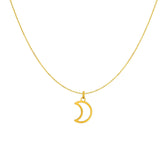 14k Yellow Gold Half Moon Charm Necklace, 18" fine designer jewelry for men and women